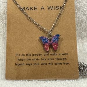 Whimsical, Cute Make A Wish Butterfly Necklace